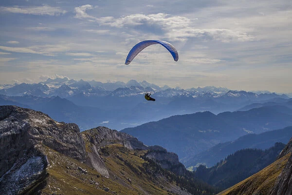 Lucerne, Switzerland. Paragliding off Mt. Pilatus