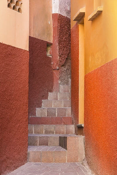 Mexico, Guanajuato. Close-up of colorful stairway