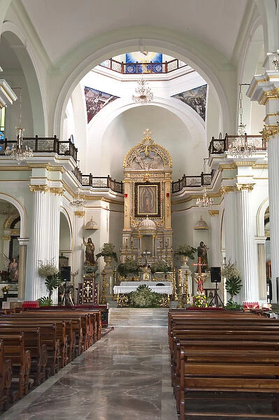 Mexico, Puerto Vallarta. Interior of The Lady of Guadalupe Church, Puerto Vallarta