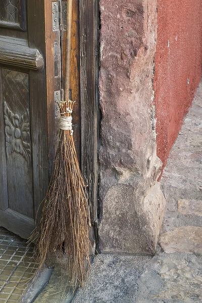 Mexico, San Miguel de Allende. Broom in doorway