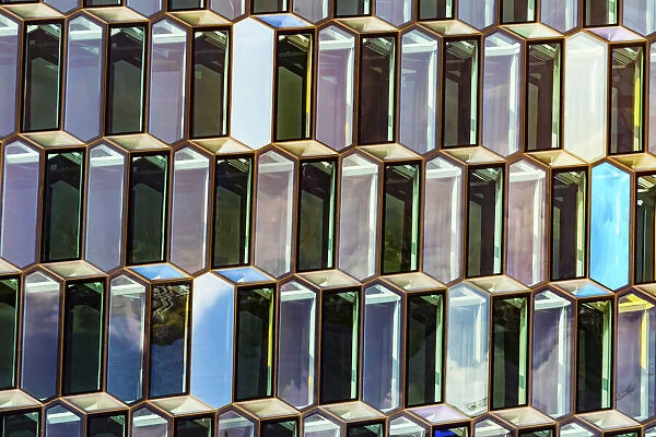 Modern glass abstract background concert hall, Reykjavik, Iceland
