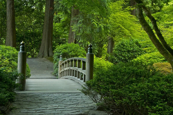 Moon Bridge; summer; Portland Japanese Garden; Portland; Oregon; USA