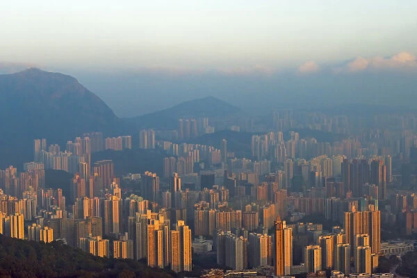 Morning view of high-rise, Hong Kong, China