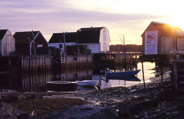 N. A. Canada, Nova Scotia, Blue Rock. Early morning sunrise at Blue Rock harbor