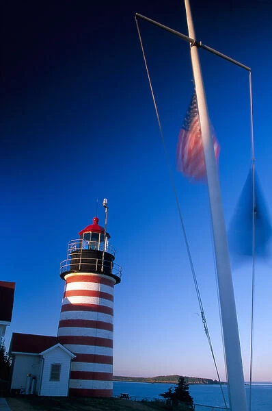NA, USA, Maine. West Quoddy lighthouse near Lubec