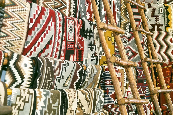 Native American rugs. Albuqueruqe, New Mexico, USA. Central Ave, Route 66