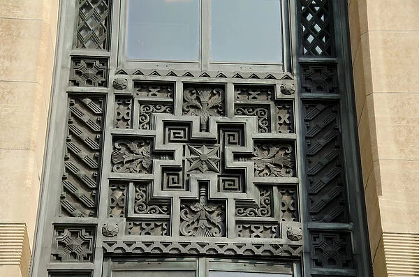 New York, Buffalo, City Hall. Ornate Art Deco facade detail, completed in 1931 by Dietel