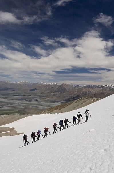 New Zealand, South Island, Potts Range. NOLS course climbing an unnamed peak (elevation 2034m)
