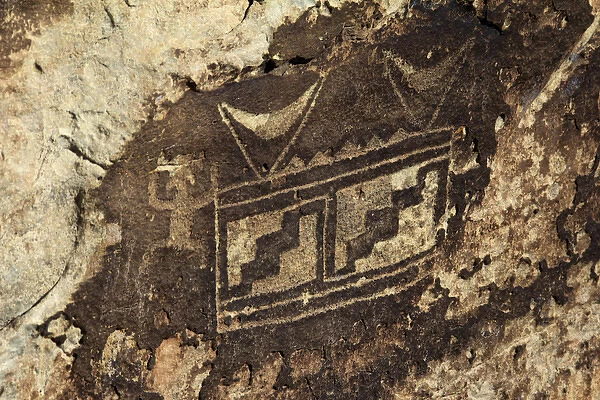North America, USA, Arizona, Petrified Forest. Petroglyphs near Puerco Pueblo