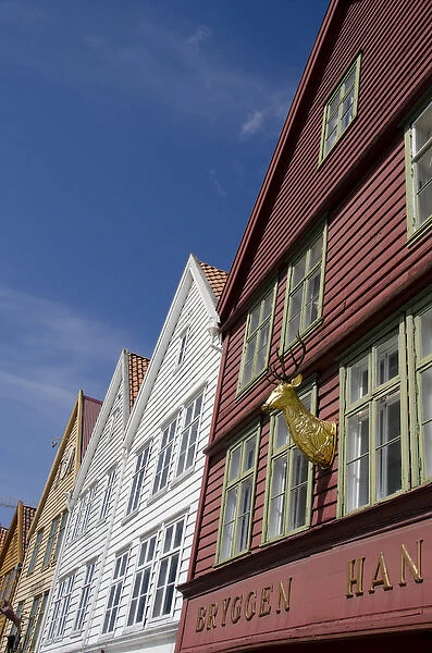 Norway, Bergen. Downtown old Hanseatic historic area of Bryggen, UNESCO World Heritage