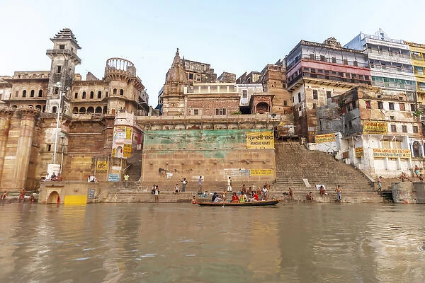 Old buildings by the Ganges river, Varanasi, India