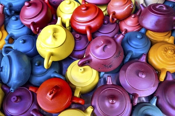 Old Chinese ceramic tea pots, Panjuan Flea Market, Beijing, China