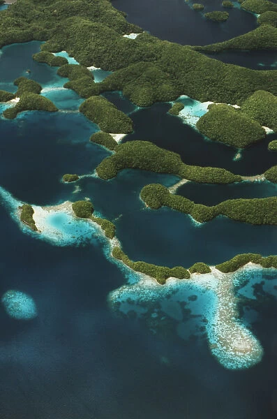 Palau, Micronesia, Rock Islands, Aerial View of Rock Islands, World Heritage Site