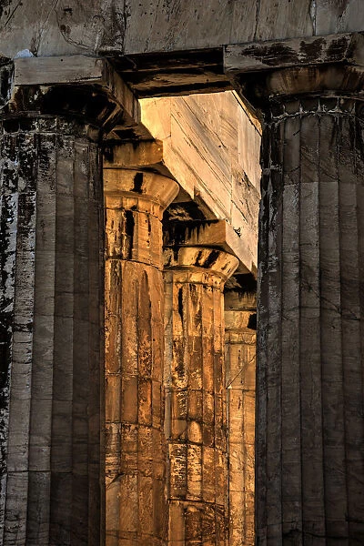 Parthenon columns on the Acropolis in Athens, Greece