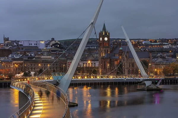 The Peace Bridge over the River Foyle in Londonderry, Northern Ireland