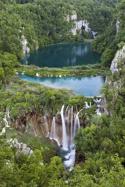The Plitvice Lakes in the National Park Plitvicka Jezera in Croatia. The lower lakes