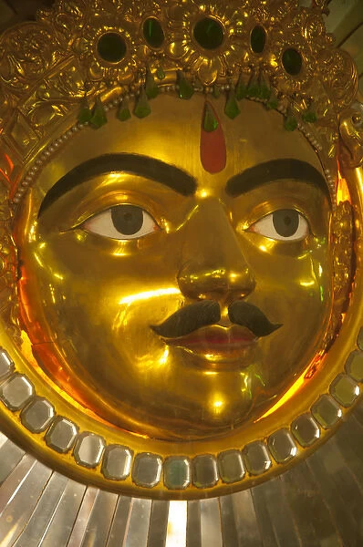 Portrait of a Maharaja made of gold, City Palace, Udaipur, Rajasthan, India