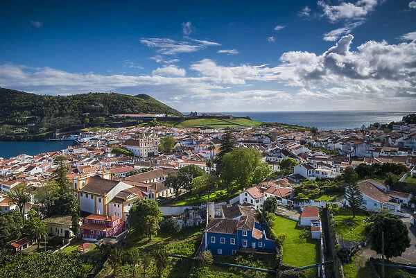 Portugal, Azores, Terceira Island. Angra do Heroismo from Alto da Memoria park