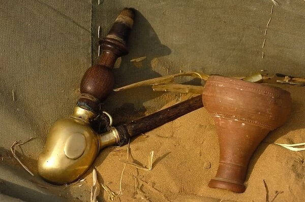 Rajusthani pipe or bong used for smoking through water. Pushkar, Rajasthan. INDIA