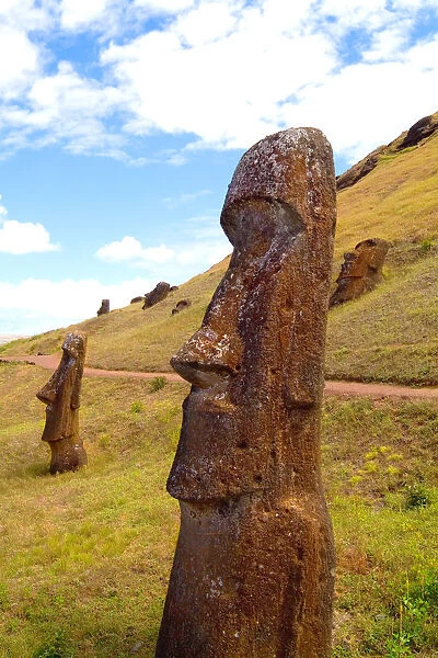 Rano Raraku Statues Easter Island during Tapati Festival Rapa Nui