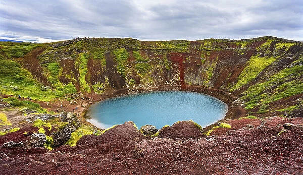 Red green Kerio Volcano Crater blue Lake Golden Falls Golden Circle, Iceland