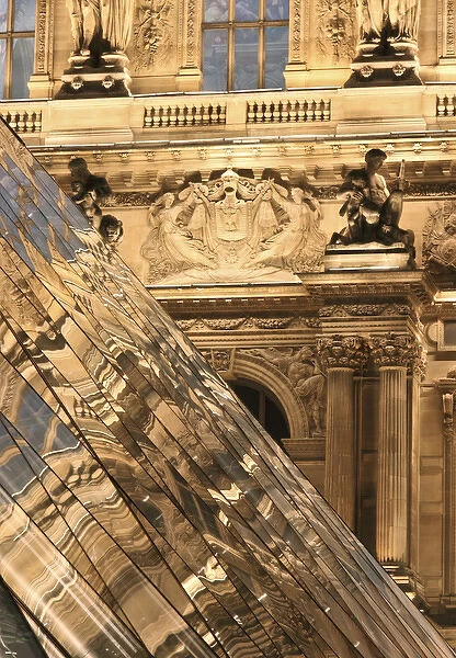 Reflection in the Pyramide du Louvre, Paris, France