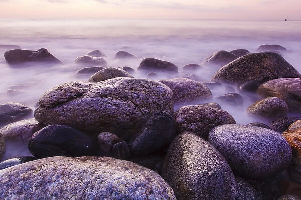 Rocks on the coast at dawn, Rye, New Hampshire