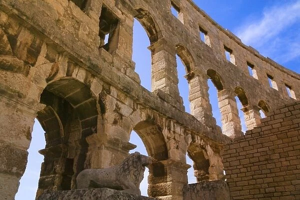 Ruins of 1st century Roman Amphitheatre, Pula, Istria, Croatia
