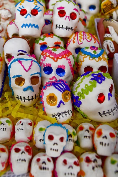 San Miguel de Allende, Mexico. Sugar skeletons for sale for Day of the Dead celebration