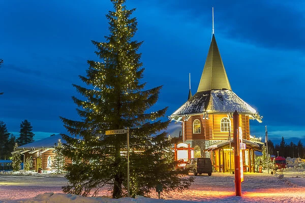 Santa Claus village at dusk, Rovaniemi, Finland
