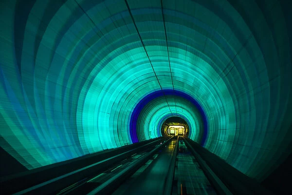 Singapore. Colorful railroad tunnel under a river