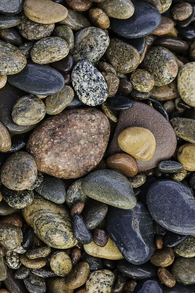 Smooth granite pebbles on beach of Lake Superior, Whitefish Point, Upper Peninsula