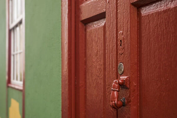 Spain, Canary Islands, La Palma Island, San Andres, ornate door knocker