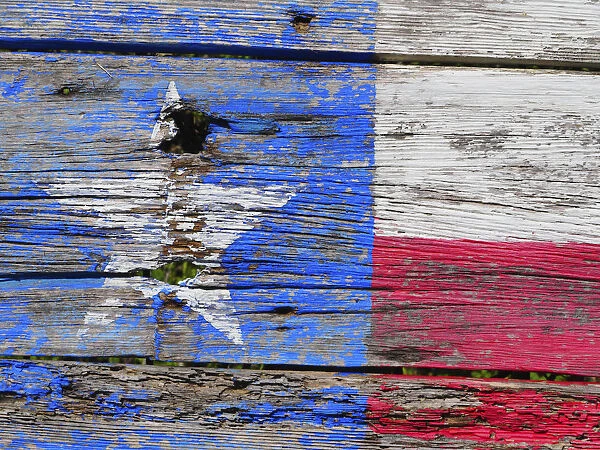 Texas flag painted on old wood