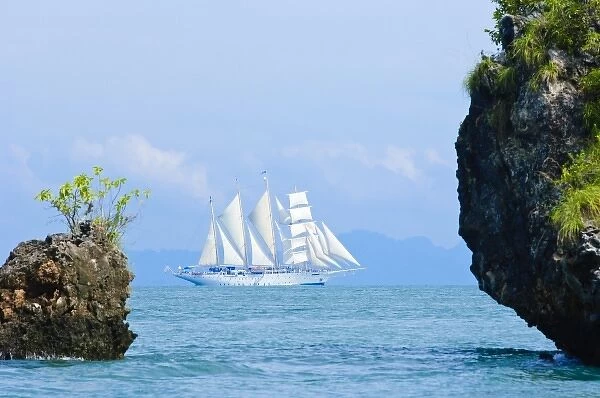 Thailand, Andaman Sea. Star Fyer clipper ship in the Ao Phang Nga Islands in hte Andaman Sea