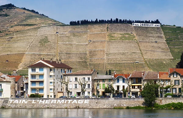 The town Tain l Hermitage, the riverside side, the river Rhone. The name of