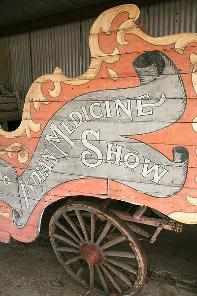 Tucumcari, New Mexico, USA. Old Medicine show wagon