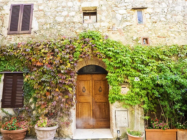 Typical house in Tuscan medieval village of Monteriggioni
