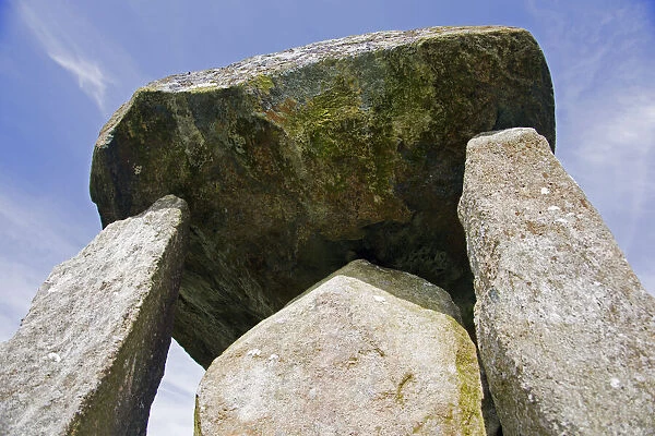 UK, Wales, Newport. Pentre Ifan Cromlech, a well, preserved ancient burial chamber