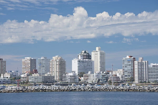 Uruguay, Punta del Este. Rio de la Plate (River) skyline view of the coastal area