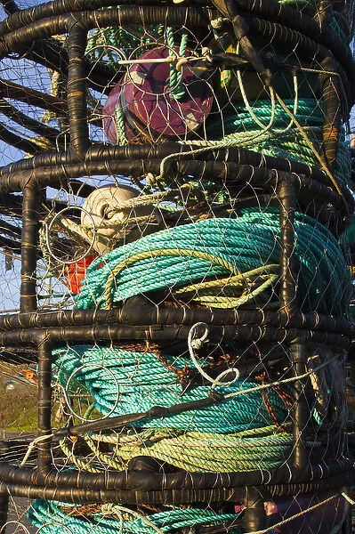 USA, California, Northern California, North Coast, Bodega Bay, fishing rope