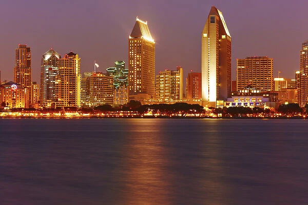 USA, California, San Diego. Downtown skyline from across the harbor