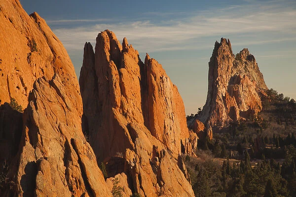 USA, Colorado, Colorado Springs, Garden of the Gods, rock formations at sunset