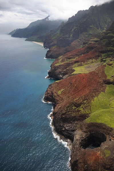 USA, Hawaii, Kauai. Aerial view of Na Pali Coast