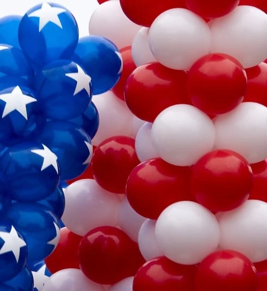 USA, Indiana, Carmel. Patriotic balloons displayed on 4th of July