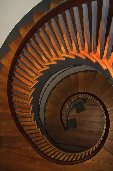 USA; Kentucky; Pleasant Hill; Spiral staircase at the Shaker Village