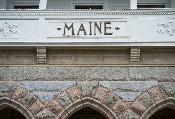 USA, Maine, Poland Spring, detail of the Maine State Building from the 1893 Columbian