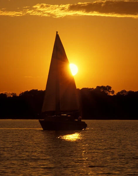 USA, Minnesota, Leech Lake. Evening sail