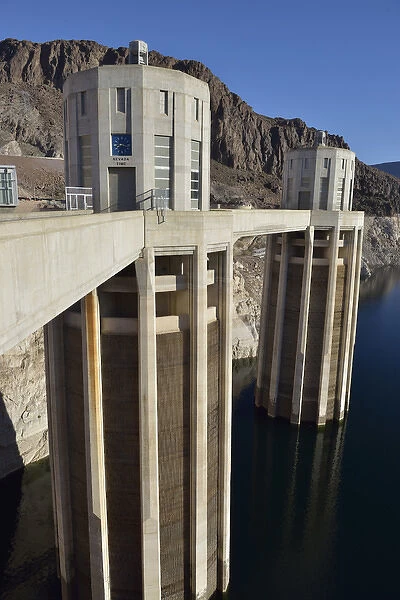 USA, Nevada, Intake towers on the Nevada side of Hoover Dam