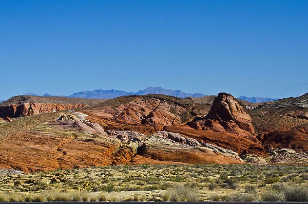 USA, Nevada, Valley of Fire State Park. Mouse Tank Road looking north
